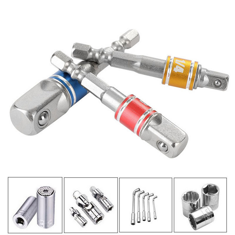 3 gab. urbjmašīnas ligzdas adapteris triecienurbjmašīnas pagarinājuma urbjmašīnas stieņa ligzdas adapteris 1/4" 3/8" 1/2" sešstūra kāta kvadrātveida galvas urbis