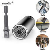 Universāla aparatūras griezes momenta uzgriežņu atslēgas galvas komplekta ligzdas uzmava uzgriežņu atslēgā 7–19 mm uzgriežņu atslēga Key Magic Grip portatīvie vairāku rokas instrumenti 2019