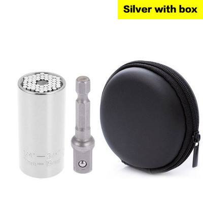 Universāla aparatūras griezes momenta uzgriežņu atslēgas galvas komplekta ligzdas uzmava uzgriežņu atslēgā 7–19 mm uzgriežņu atslēga Key Magic Grip portatīvie vairāku rokas instrumenti 2019