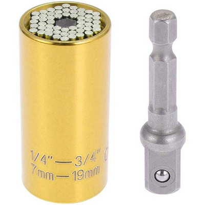 Universāla aparatūras griezes momenta uzgriežņu atslēgas galvas komplekta ligzdas uzmava uzgriežņu atslēgā 7–19 mm uzgriežņu atslēga Key Magic Grip portatīvie vairāku rokas instrumenti 2019