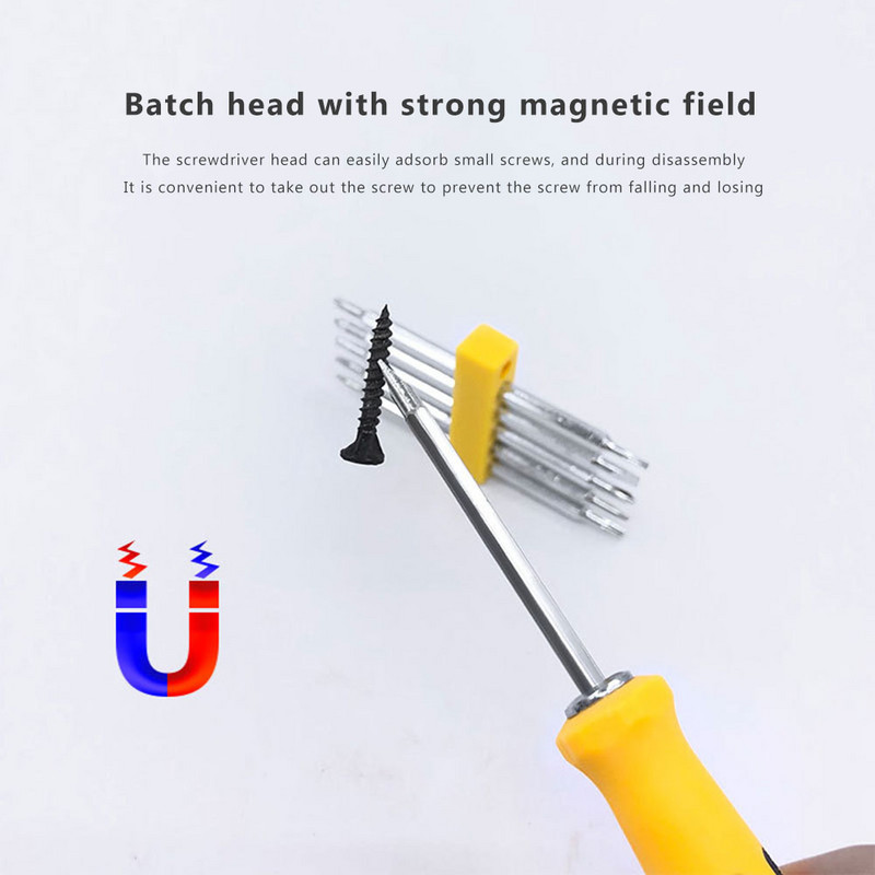 6 az 1-ben mágneses csavarhúzó készlet eltávolító csavarkulcs hatlapfejű csavarhúzó bitek Torx csavarhúzófej lapos javítószerszámok háztartási kéziszerszám