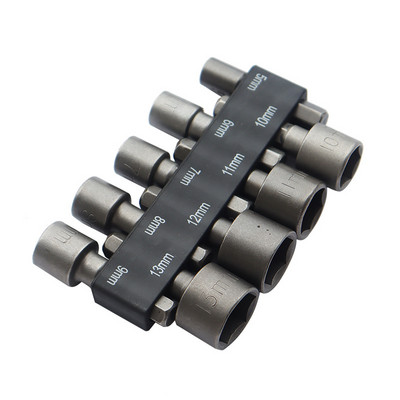 14 vnt galios veržlės atsuktuvo grąžtų rinkinys 5–12 mm šešiakampio koto šešiakampio veržlės lizdas 1/4 colio varžtų metrinės sukimo įrankio rinkinys adapterio grąžtas