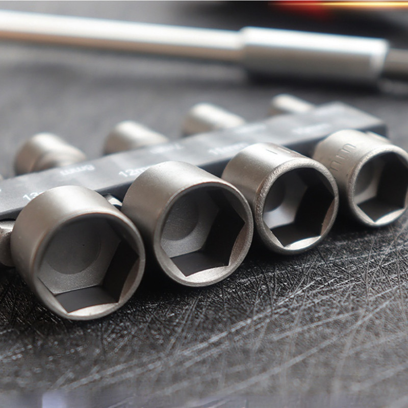 14 komada Set svrdla za navrtku, 5-12 mm šesterokutni prihvat šesterokutne matice, 1/4" vijak, metrički odvijač, set alata, adapter za svrdlo