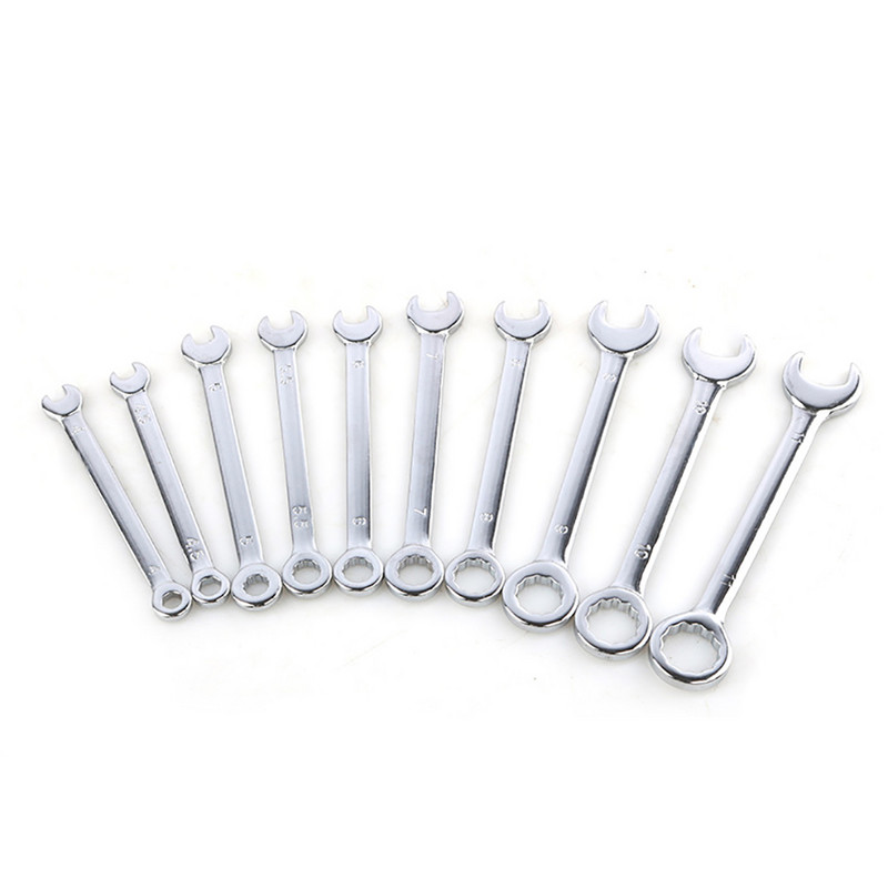 10 buc. Mini-cheie metrică/inchi 4-11mm Oglindă aruncare cu capăt deschis Set reparații unelte auto Cheie combinată Multitool Plum Cheie