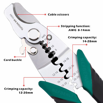 Мултифункционални клещи за разделяне на проводници Ножици за кримпване на проводници Клещи за електрици Клещи за оголване на проводници Инструмент за оголване