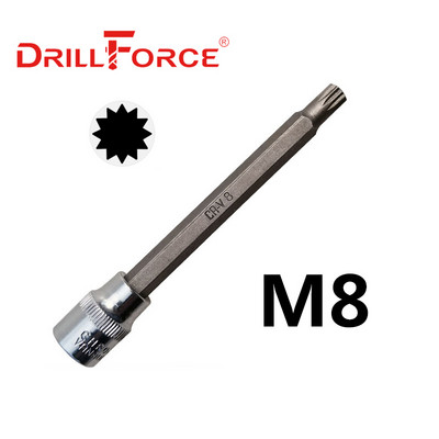 Drillforce 3/8" piedziņas Torx sešstūra spline ligzdas uzgaļi CR-V 110 mm garš adapteris griezes momenta atslēgas sprūdrata uzgriežņu atslēga mājas remonta instrumenti