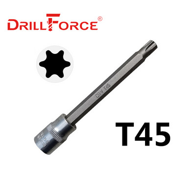 Drillforce 3/8" piedziņas Torx sešstūra spline ligzdas uzgaļi CR-V 110 mm garš adapteris griezes momenta atslēgas sprūdrata uzgriežņu atslēga mājas remonta instrumenti