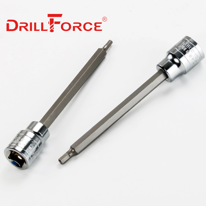 Drillforce 3/8" piedziņas Torx sešstūra spline ligzdas uzgaļi CR-V 110 mm garš adapteris griezes momenta atslēgas sprūdrata uzgriežņu atslēga mājas remonta instrumenti