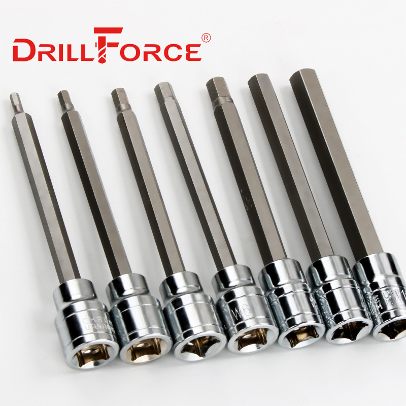 Drillforce 3/8" piedziņas Torx sešstūra spline ligzdas uzgaļi CR-V 110 mm garš adapteris griezes momenta atslēgas sprūdrata uzgriežņu atslēga mājas remonta instrumenti