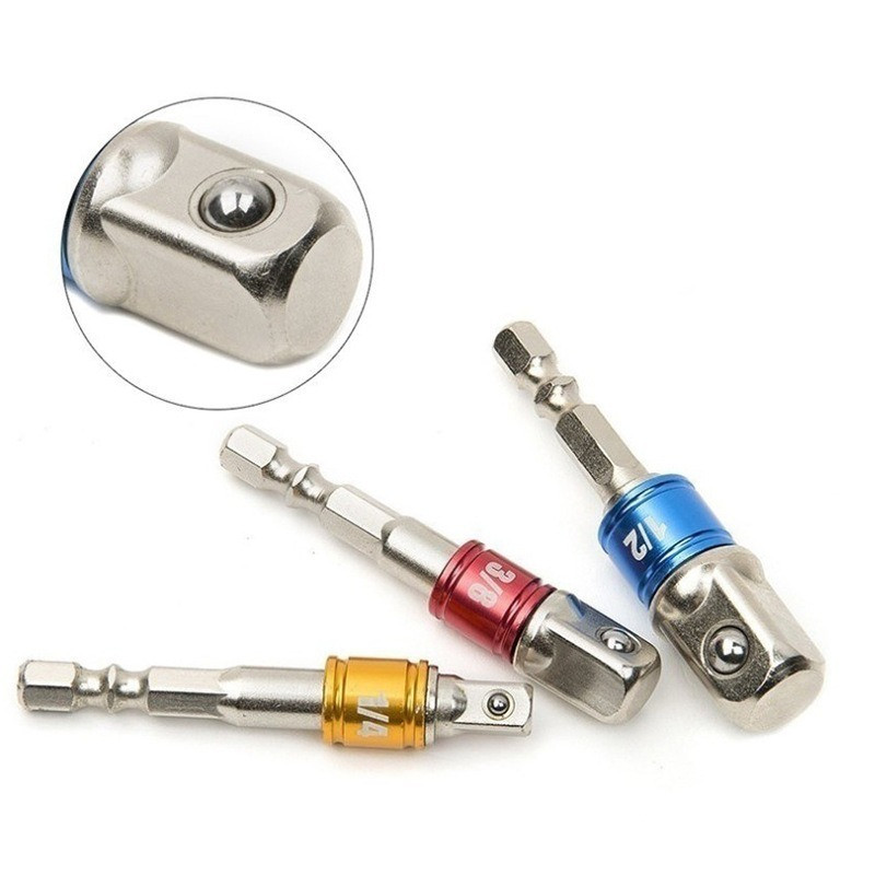 3 buc Adaptor priză pentru găurit cu impact Prelungire burghie Adaptor priză bară 1/4 3/8 1/2 Dimensiune Burghie cu cap pătrat cu tijă hexagonală