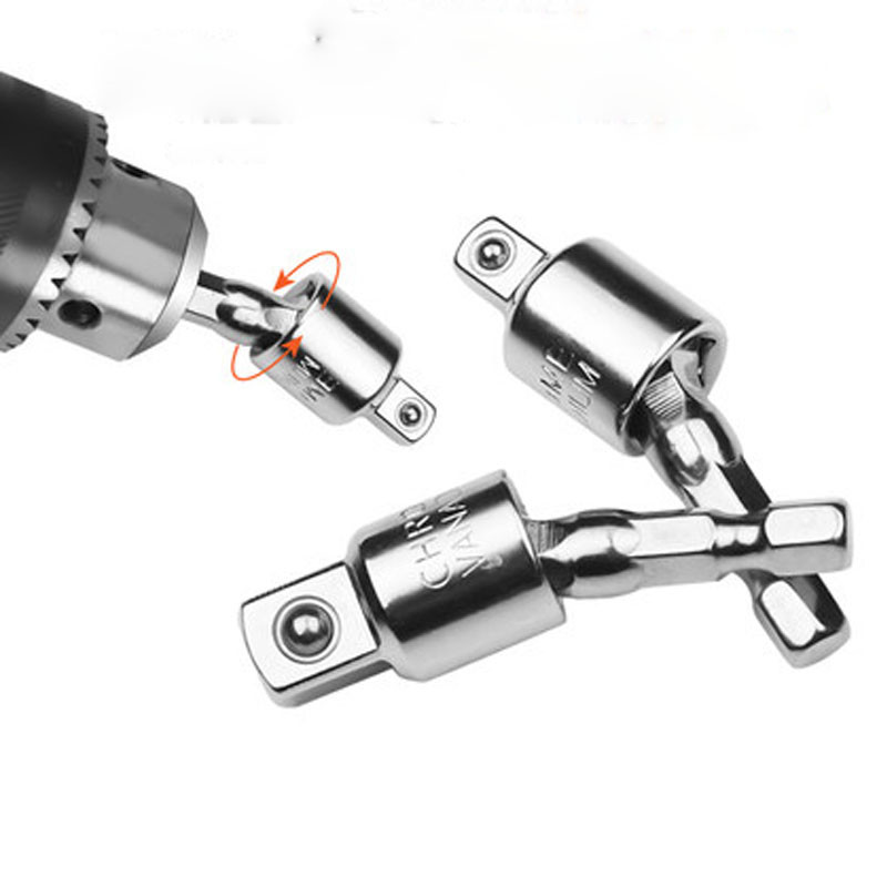 1/4" sešstūra kāta elektriskā urbjmašīnas ligzdas adapteris 1/4" 3/8" 1/2" kvadrātveida ligzdas urbji par 360° pagriežams pagarinājums trieciengrieznim