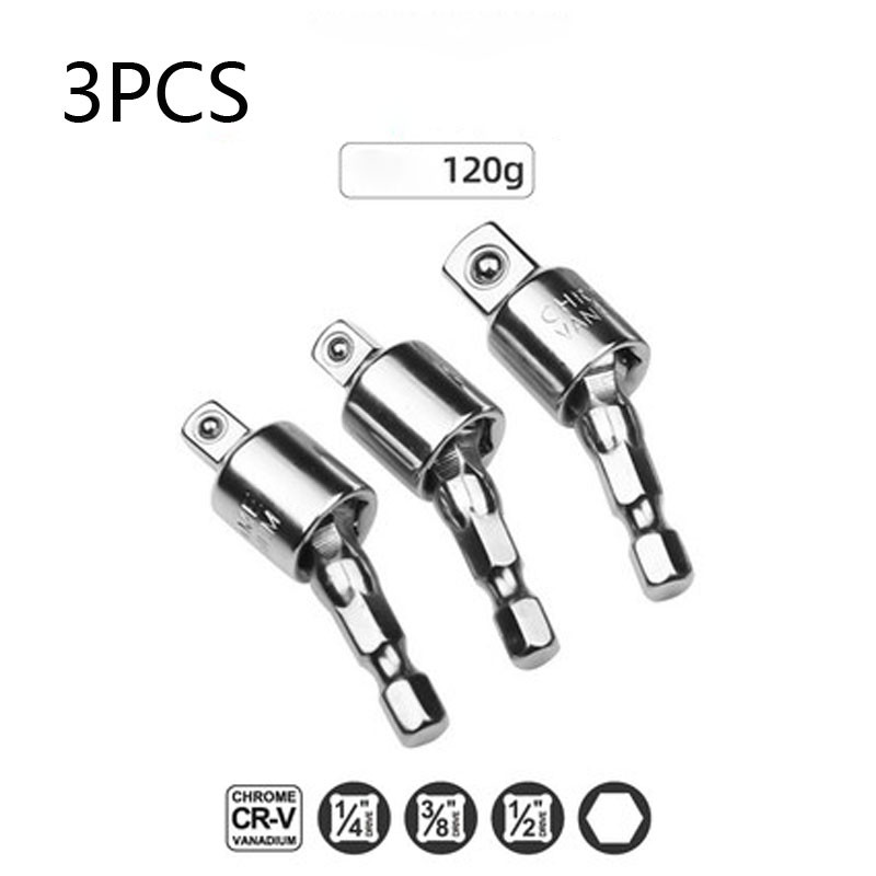 1/4" sešstūra kāta elektriskā urbjmašīnas ligzdas adapteris 1/4" 3/8" 1/2" kvadrātveida ligzdas urbji par 360° pagriežams pagarinājums trieciengrieznim