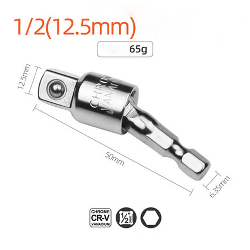1/4" sešstūra kāta elektriskā urbjmašīnas ligzdas adapteris 1/4" 3/8" 1/2" kvadrātveida ligzdas urbji par 360° pagriežams pagarinājums trieciengrieznim