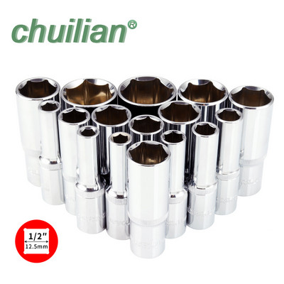1/2 collas (12,5 mm garāka galva, 8–32 mm Cr-V ligzdas uzgriežņu atslēgas komplekts sešstūra sprūdrata uzgriežņu atslēgas galviņa auto remonta instrumentiem