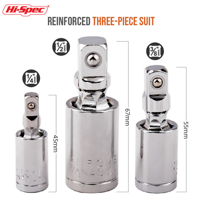 Set de articulații universale 1/4" 3/8" 1/2" Adaptor de priză pentru bară de prelungire unghiulară cu clichet, manual și pneumatic, unelte pentru priză.