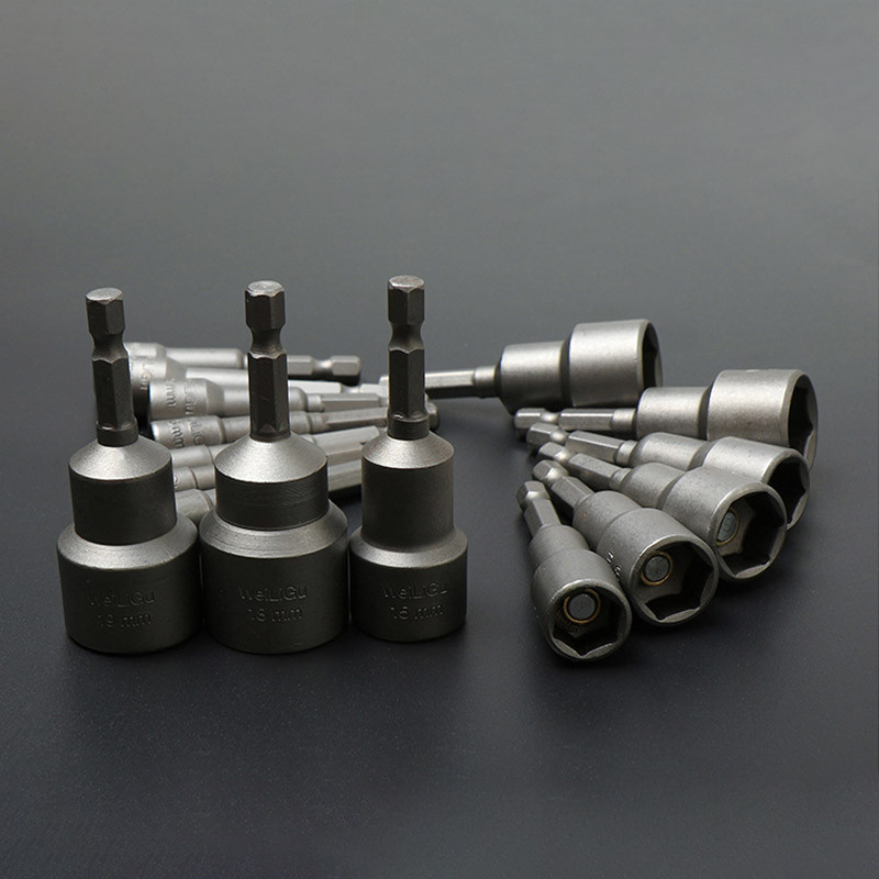 1/4-7/16 65mm Manșon pentru priză hexagonală de impact Imperial 65mm Șurubelniță cu piuliță magnetică Adaptor tijă hexagonală Kit de priză pentru piuliță electrică