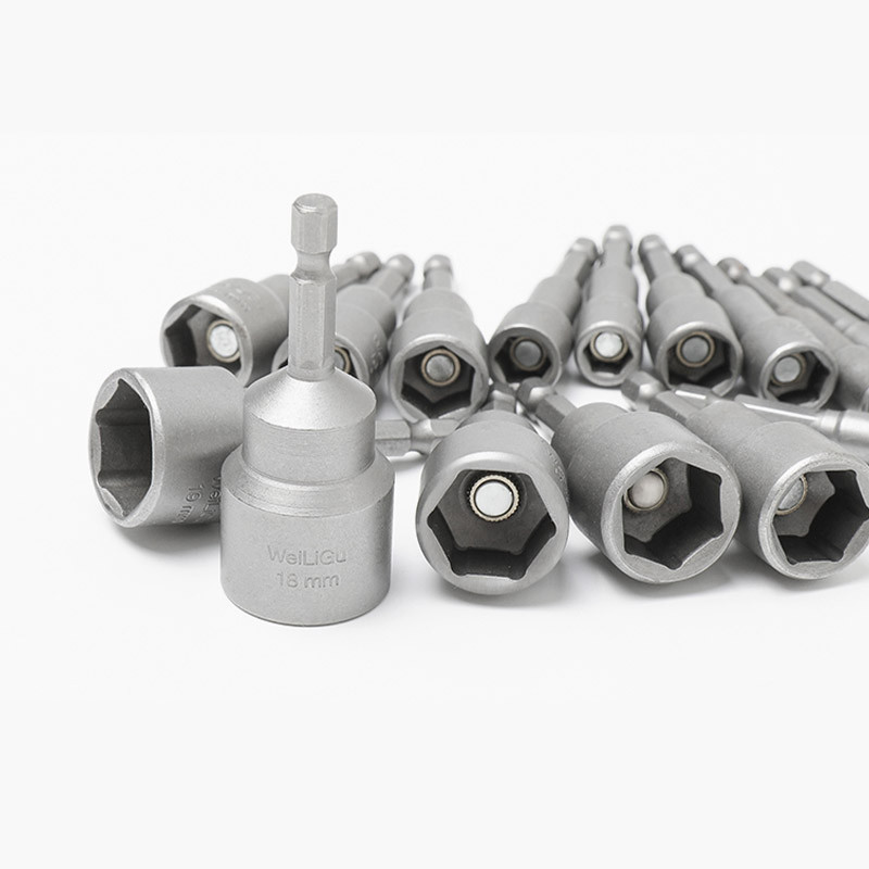 1/4-7/16 65mm Manșon pentru priză hexagonală de impact Imperial 65mm Șurubelniță cu piuliță magnetică Adaptor tijă hexagonală Kit de priză pentru piuliță electrică