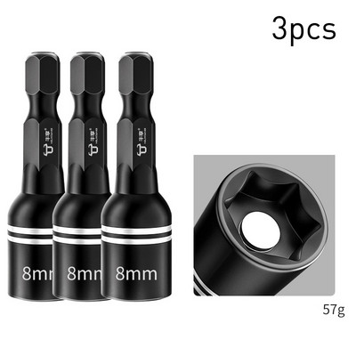 1/3/5/10/20/30 gab Hex magnētiskās ligzdas uzgriežņu atslēgas uzmavu elektrisko urbjmašīnu instrumentu piederumi Auto remonta trieciena pagarinājums un adapteris