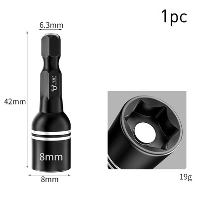 1/3/5/10/20/30 gab Hex magnētiskās ligzdas uzgriežņu atslēgas uzmavu elektrisko urbjmašīnu instrumentu piederumi Auto remonta trieciena pagarinājums un adapteris