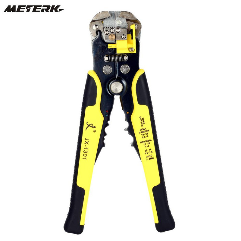 Meterk Dispozitiv de dezimbrare a cablului Instrument de sertizare automat Clește de decojire Cutter reglabil pentru terminale Sertizare multifuncțională JX-1301