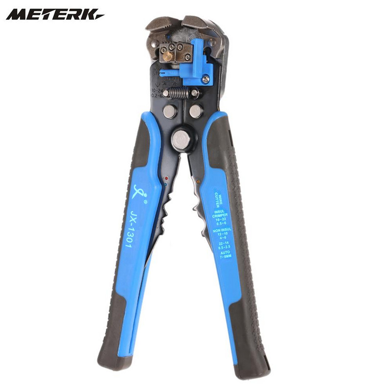 Meterk Dispozitiv de dezimbrare a cablului Instrument de sertizare automat Clește de decojire Cutter reglabil pentru terminale Sertizare multifuncțională JX-1301