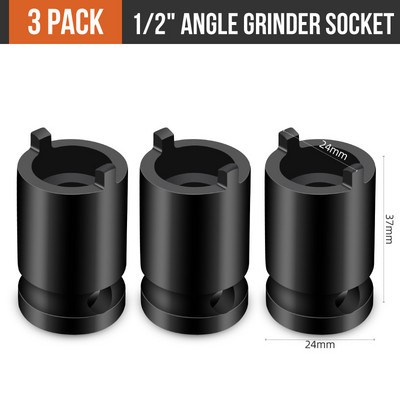 Hi-Spec 1/2/3PC lielas leņķa slīpmašīnas ligzda 1/2" leņķa slīpmašīnas noņemšanas ligzda elektroinstrumentam, skrūvgriežiem, sprūdrata uzgriežņu atslēgām