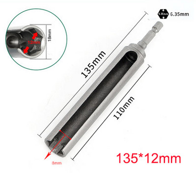 1 db Hossz 100/120/135 mm Nyitott végű hatlapú foglalatú persely anyacsavar elektromos kéziszerszámokhoz 1/4" (6,35 mm) szár
