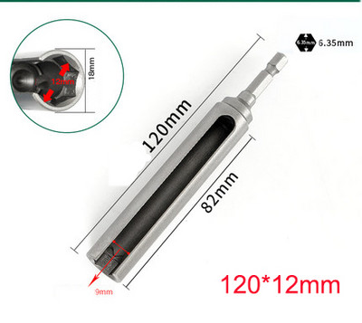 1 db Hossz 100/120/135 mm Nyitott végű hatlapú foglalatú persely anyacsavar elektromos kéziszerszámokhoz 1/4" (6,35 mm) szár