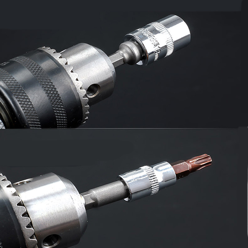 Új 3db/készlet króm-vanádium acél foglalat adapter hatlapfejű szárhoz 1/4" 3/8" 1/2" hosszabbító fúrószárhoz, hatlapfejű készlet elektromos szerszámok