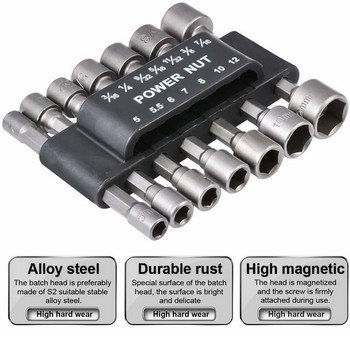 Power Nut Driver Drill Bit Set 14pcs Εξαγωνική υποδοχή μανίκι ακροφύσια Adapter 1/4-12mm Nut Driver Set Drill Adapter Εξαρτήματα ηλεκτρικού εργαλείου