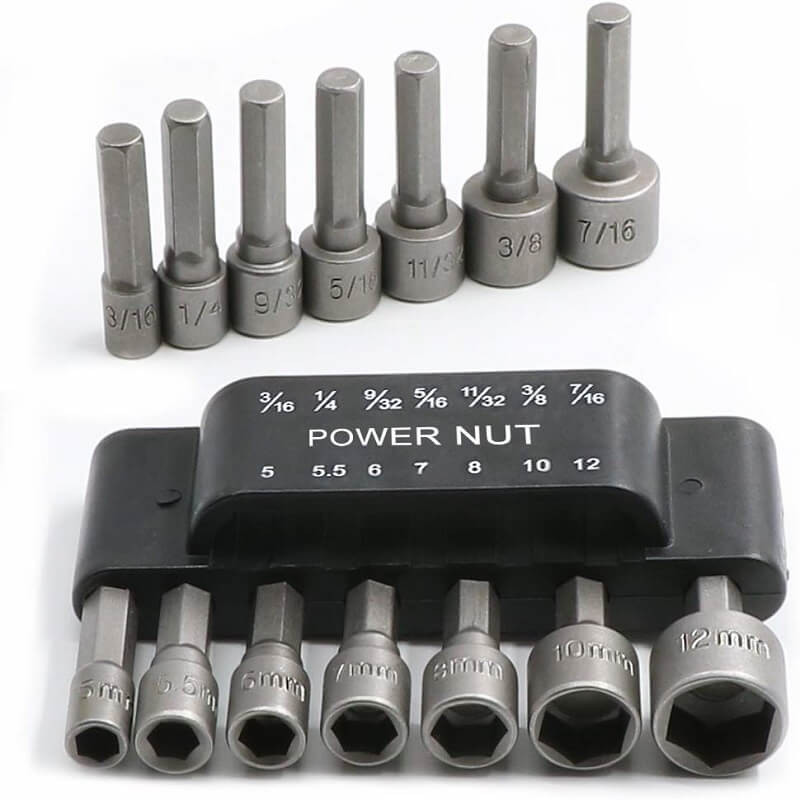 Set de burghie pentru piuliță 14 buc. Adaptor pentru duze cu manșon hexagonal 1/4-12mm Set de șuruburi pentru piuliță Adaptor pentru burghiu Piese pentru scule electrice