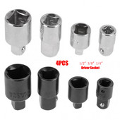 4 τεμ. 1/2 3/8 1/4 ιντσών Κεφαλή προσαρμογέα υποδοχής καστάνιας χρωμίου βαναδίου από ατσάλι Κεφαλή προσαρμογέα υποδοχής μετατροπέας μειωτήρα κίνησης