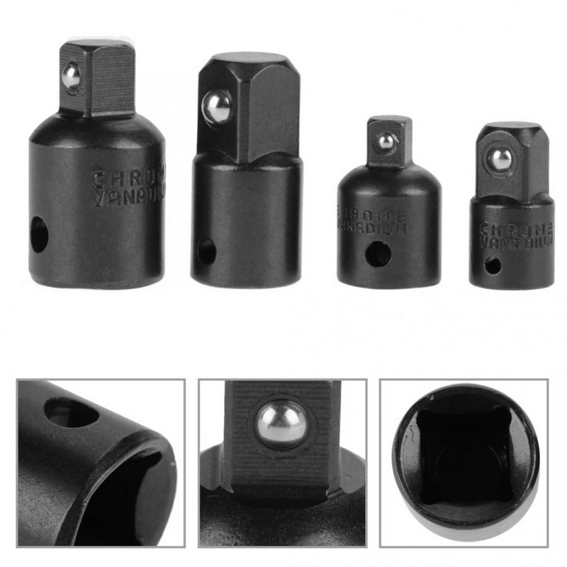 4 τεμ. 1/2 3/8 1/4 ιντσών Κεφαλή προσαρμογέα υποδοχής καστάνιας χρωμίου βαναδίου από ατσάλι Κεφαλή προσαρμογέα υποδοχής μετατροπέας μειωτήρα κίνησης