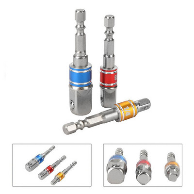 1-3 db 1/4" 3/8" 1/2" CR-V hatlapfejű elektromos fúrófej-csavarozó-csavarozófej-készlet adapter csavarkulcs hüvely hosszabbítórúd csavarhúzó szerszámokhoz