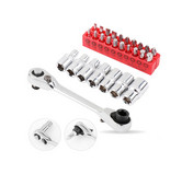 2 in 1 1/4 collu sprūdrata uzgriežņu atslēga Pārnēsājams sešstūra uzgaļu skrūvgriezis Ātrās atbrīvošanas divgalvu uzgriežņu atslēga ar 72 zobiem