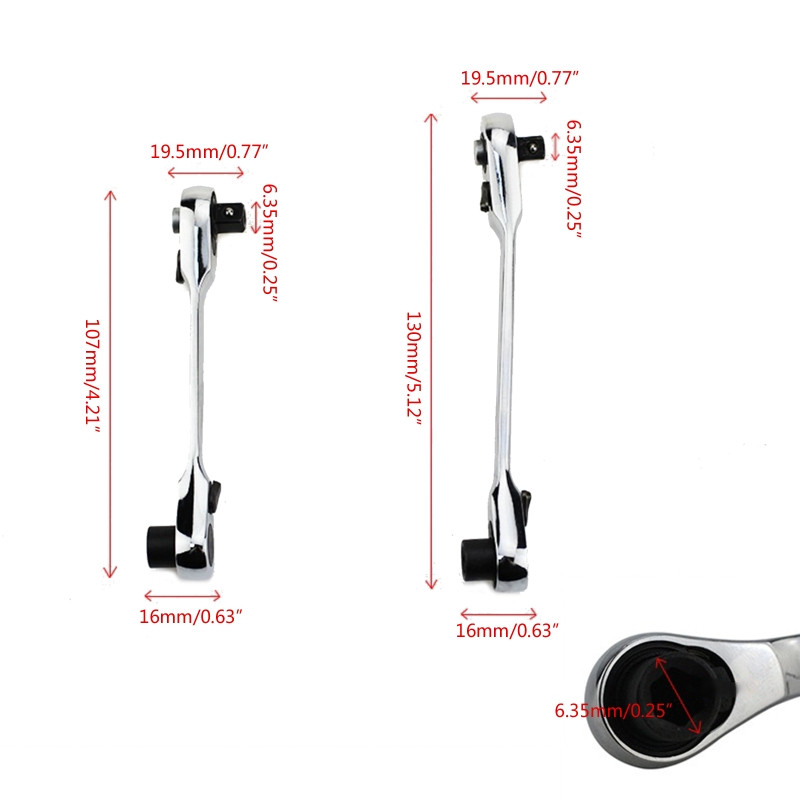 2 in 1 1/4 collu sprūdrata uzgriežņu atslēga Pārnēsājams sešstūra uzgaļu skrūvgriezis Ātrās atbrīvošanas divgalvu uzgriežņu atslēga ar 72 zobiem