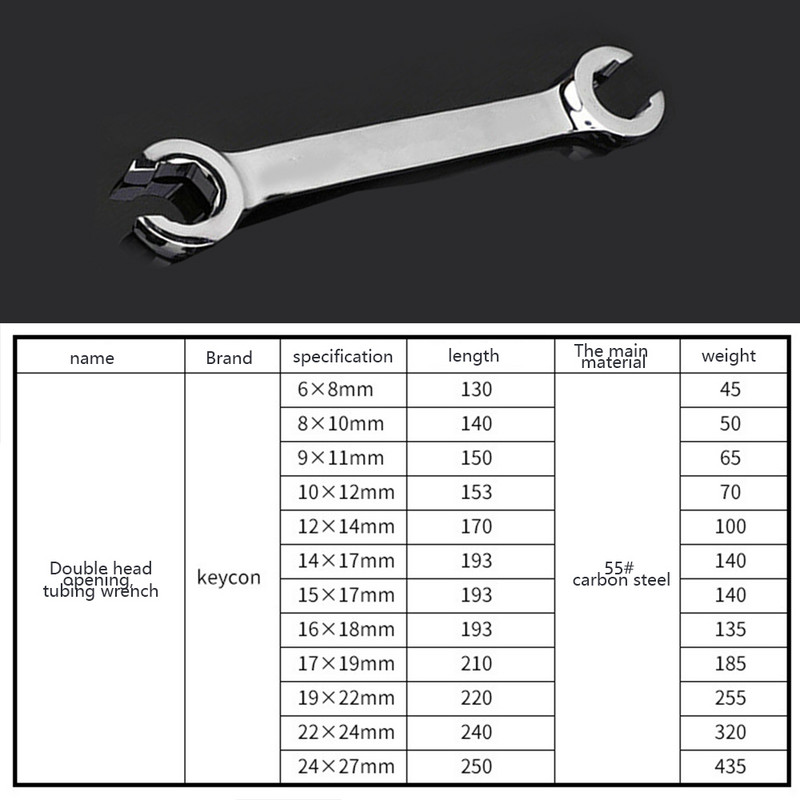 14x17 mm-es anyakulcs fékkulcs autójavításhoz kéziszerszámokhoz Csőcső csavarkulcs Duplafejű nyitókulcs szarkaláb-kulcs készlet