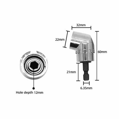 Εξάρτημα τρυπανιού ορθής γωνίας 105 μοιρών και κιτ προέκτασης ευέλικτης γωνίας για τρυπάνι ή κατσαβίδι Εργαλείο προσαρμογέα υποδοχής 1/4"