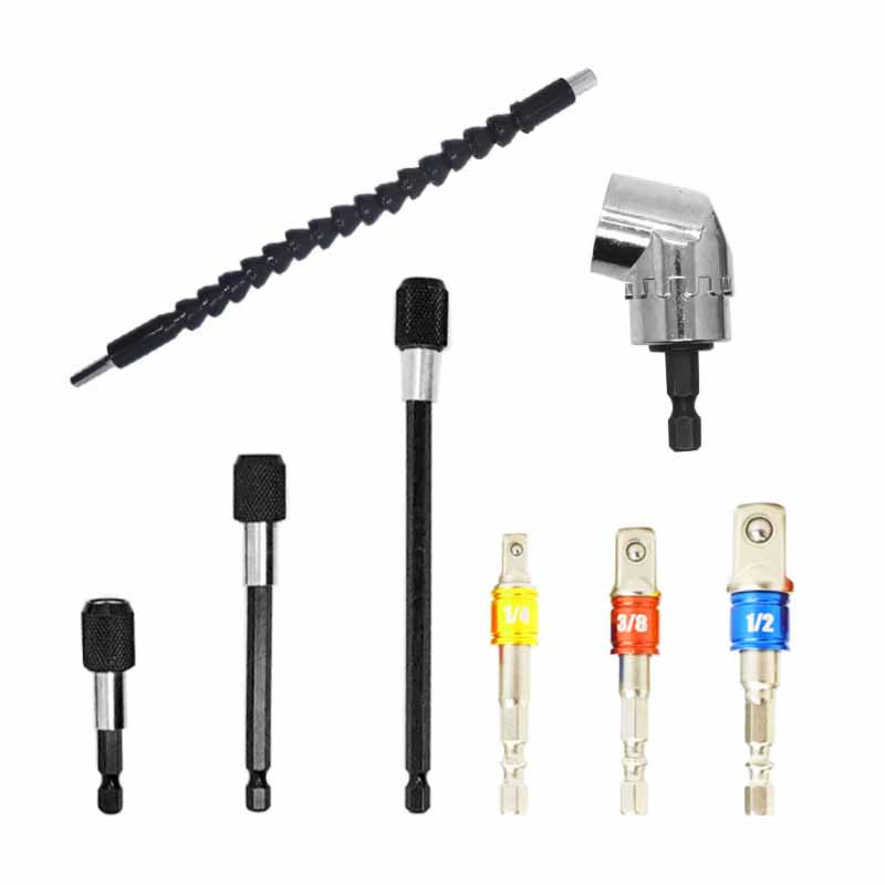 Εξάρτημα τρυπανιού ορθής γωνίας 105 μοιρών και κιτ προέκτασης ευέλικτης γωνίας για τρυπάνι ή κατσαβίδι Εργαλείο προσαρμογέα υποδοχής 1/4"