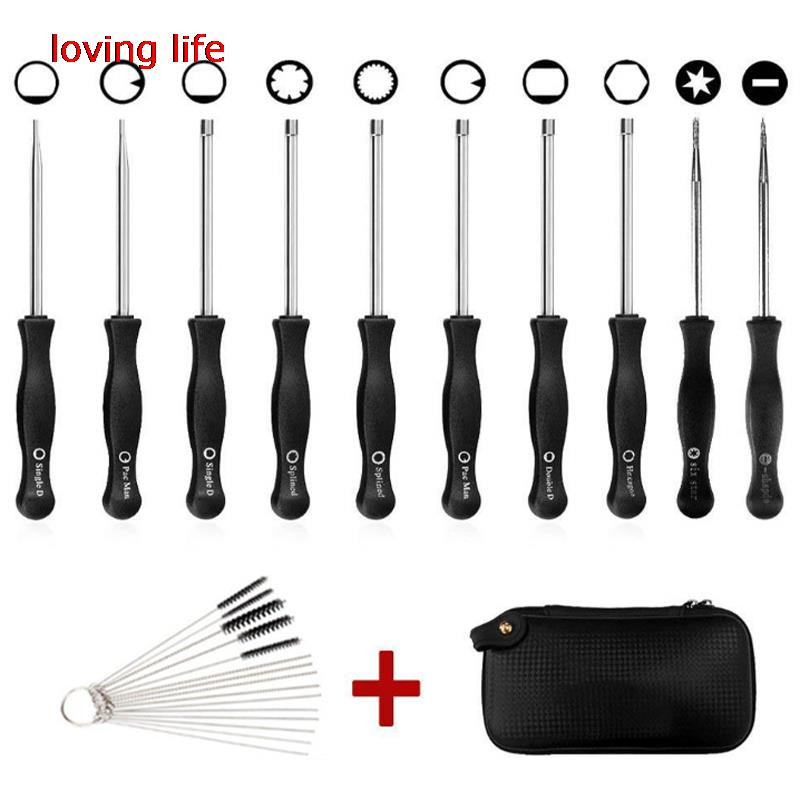 10 gab./komplekts karburatora skrūvgriežu regulēšana, vairāku galvu regulējama skrūvju atslēga, automašīnas remonta apkopes rīku komplekts ar birsti