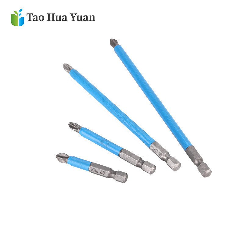 Tao Hua Yuan 7PCS PH2 csúszásgátló elektromos csavarhúzó bitek készlet bitek hatszögletű szár 25/50/65/70/90/127/150 mm elektromos szerszám tartozékok AA