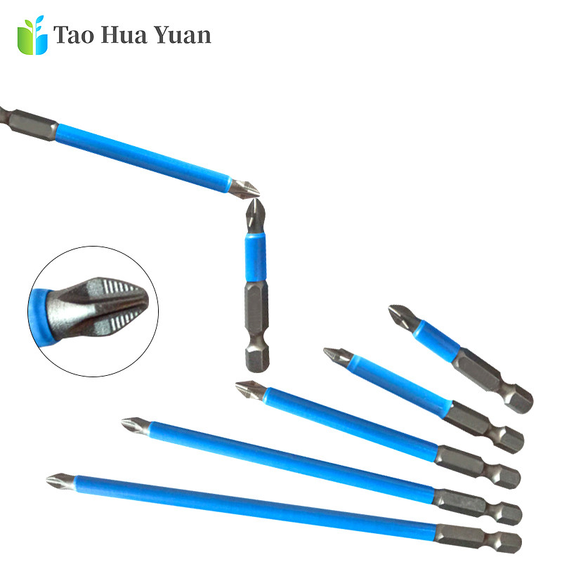 Tao Hua Yuan 7PCS PH2 csúszásgátló elektromos csavarhúzó bitek készlet bitek hatszögletű szár 25/50/65/70/90/127/150 mm elektromos szerszám tartozékok AA