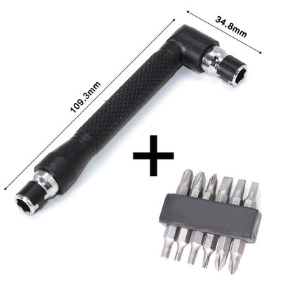 1/4" divu galviņu L formas mini ligzdas uzgriežņu atslēga, 6,35 mm skrūvgriežu uzgaļi, atslēgas palīgrīks un skrūvgriežu uzgaļu urbjmašīnu komplekts