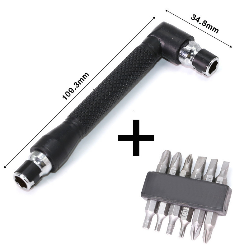1/4" divu galviņu L formas mini ligzdas uzgriežņu atslēga, 6,35 mm skrūvgriežu uzgaļi, atslēgas palīgrīks un skrūvgriežu uzgaļu urbjmašīnu komplekts