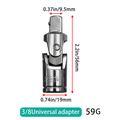 Univerzális csuklós csavarkulcs-aljzat-adapter Rugalmas kézi dugós ütőszerszám 1/4 3/8 1/2 hüvely hajlítható hosszabbítórúd-adapter