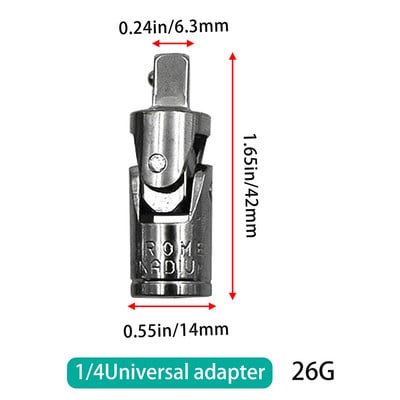 Univerzális csuklós csavarkulcs-aljzat-adapter Rugalmas kézi dugós ütőszerszám 1/4 3/8 1/2 hüvely hajlítható hosszabbítórúd-adapter