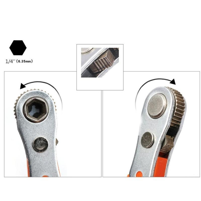 Mini magnētiskā sprūdrata uzgriežņu atslēga 1/4"( sešstūra Torx divvirzienu vadība vienas/divgalvas skrūvgrieža instrumentam Au 26 20 1gb