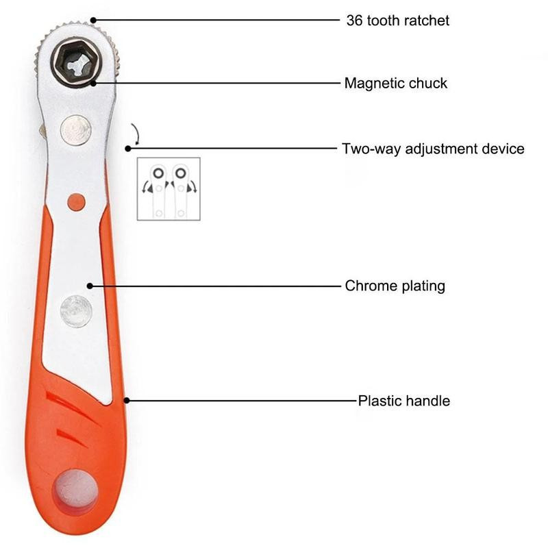 Mini magnētiskā sprūdrata uzgriežņu atslēga 1/4"( sešstūra Torx divvirzienu vadība vienas/divgalvas skrūvgrieža instrumentam Au 26 20 1gb