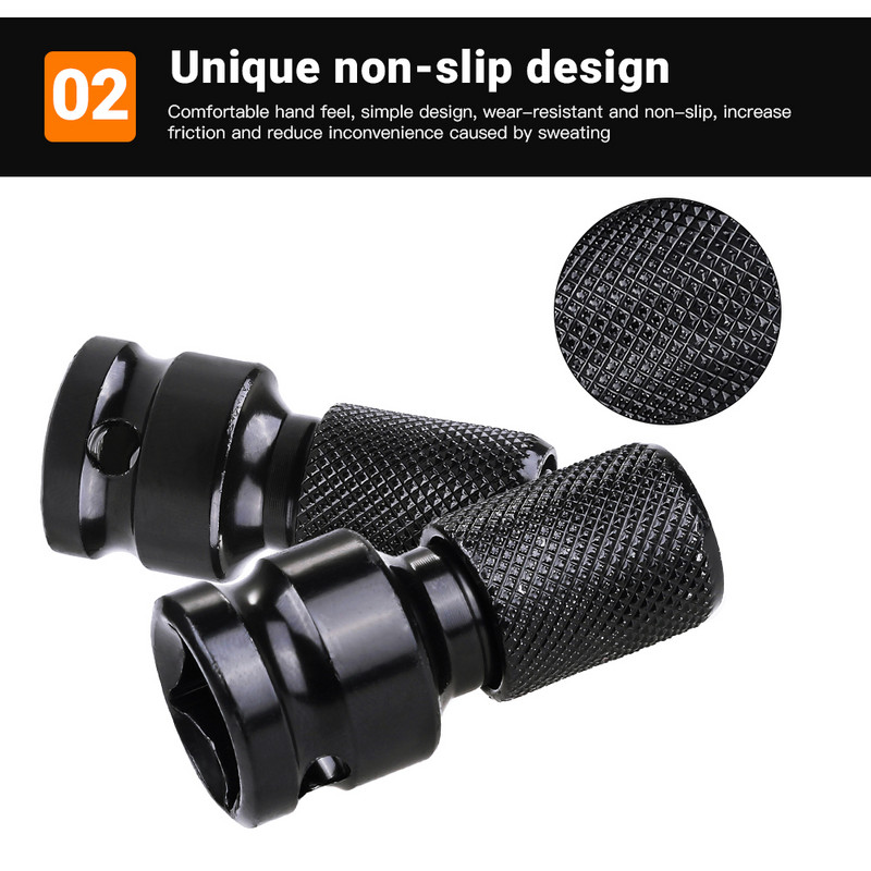 1/2 collas kvadrātveida līdz 1/4 collas sešstūra sprūdrata ligzdas triecienuzgriežņu atslēgas ligzdas komplekts Adaptera uzgriežņu atslēgas piedziņas pārveidotāja ātrās atbrīvošanas rīks