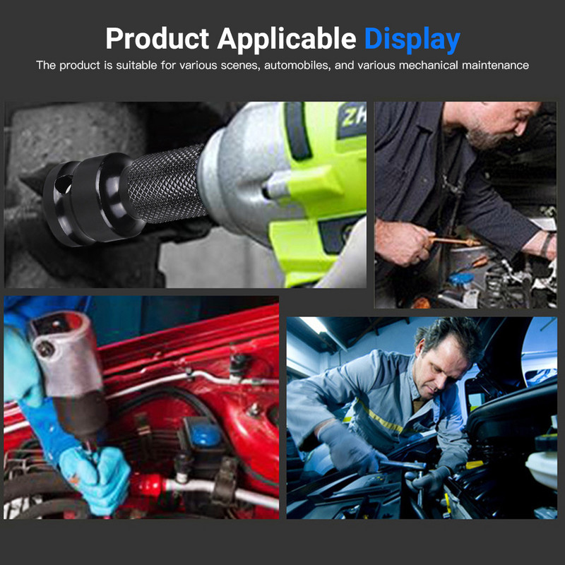 1/2 collas kvadrātveida līdz 1/4 collas sešstūra sprūdrata ligzdas triecienuzgriežņu atslēgas ligzdas komplekts Adaptera uzgriežņu atslēgas piedziņas pārveidotāja ātrās atbrīvošanas rīks